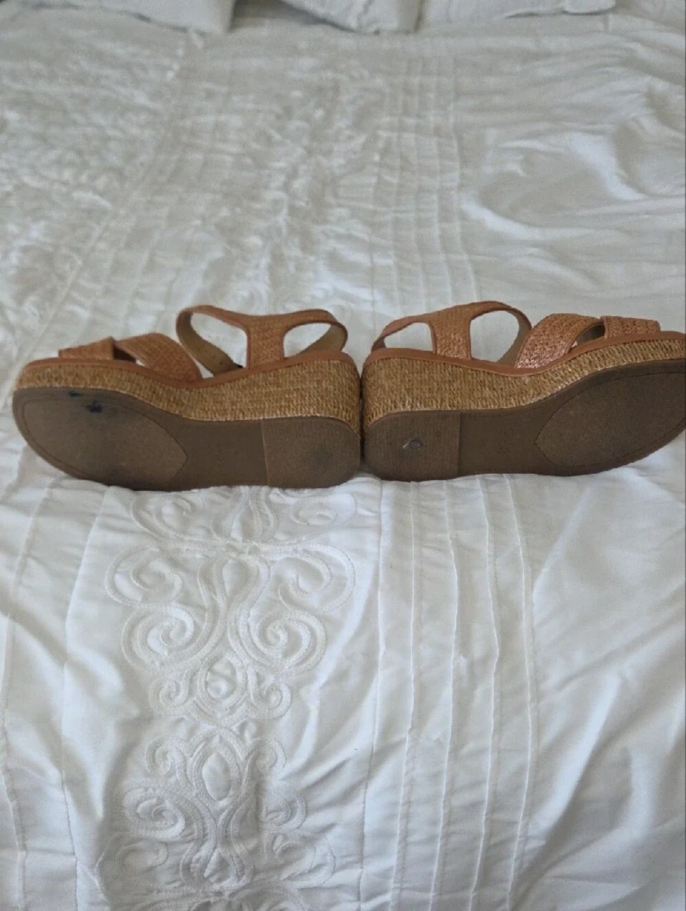 Crown Vintage Cognac Braided Platform Wedge Sandals